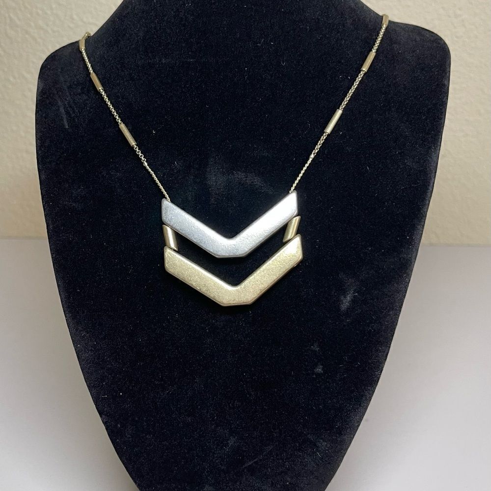 Two-toned double chevron necklace.